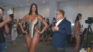 Very Tall Model Lucciana Beynon wears Mister Triple X at Art Hearts Fashion Miami Swim Week