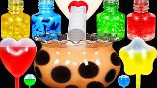 ASMR RAINBOW DRINKS *VAMPIRE BOBA GIANT BUBBLE TEA CANDY EDIBLE FROG EGGS BIRD GLASS 신기한 물 먹방