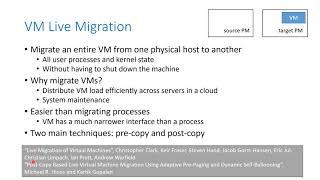 Virtualization and Cloud Computing Lecture 9 VM Live Migration