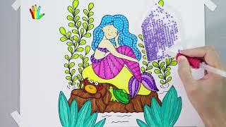 Cara menggambar Mermaid - mewarnai dan membuat lukisan berlian untuk anak