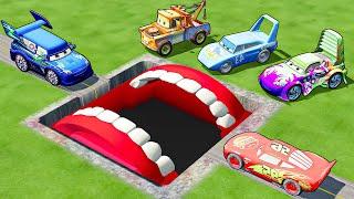 Giant MOUTH & RAINBOW & LAVA Pits VS Lightning McQueen - BeamNG.drive  Compilation - Part 3