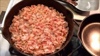 Bacon The first thing to cook in new or restored cast iron pans. Probably the best thing to cook