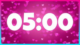 5 Minute Timer Valentines Day and Cozy Music  LOVE - CLASSROOM - HEARTS 