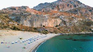 4K Drone Footage -The Bay of Plakias. Unique shades of blue and idyllic beaches.