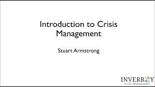 An Introduction to Crisis Management