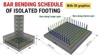 Bar bending schedule of single mesh isolated footing  BBS of footing  Civil Tutor #BBS #footings