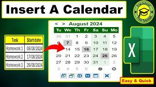 How to Insert a Calendar In Excel  Insert A Calendar In Excel  Insert Calendar in Excel #Calendar