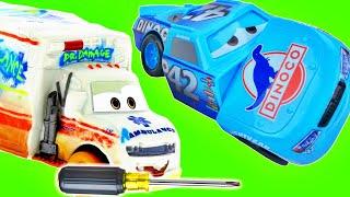 Disney Cars 3 Reck and Race Dr Damage Pranks Cal Weathers in the Piston Cup 800 Race