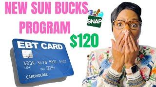 PANDEMIC P-EBT $120 NEW SUN BUCKS SUMMER EBT SNAP PROGRAM