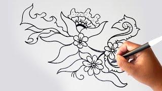 FLORA #12 cara menggambar batik yang mudah how to draw batik sumenep madura wonderland indonesia 2
