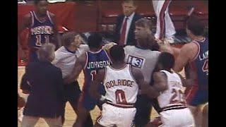 Laimbeer clobbers Jordan - Stan Albeck fights Chuck Daly. Ejections  Pistons @ Bulls 10-26-1985