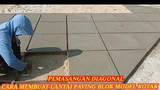 Cara membuat lantai halaman motif paving blok keramik diagonal
