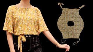 Very easy Butterfly wrap topshirt cutting and sewing  Even a beginner can make this shirt