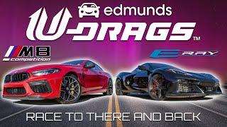 U-DRAG RACE BMW M8 Competition vs. Chevy Corvette E-Ray  Quarter Mile Handling & More