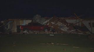 Live look at severe storm tornado damage in rural Iowa