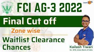 FCI AG3 2022 Final Cutoff  Zone wise  Waitlist Clearance chances   By Kailash Tiwari