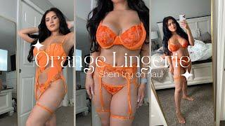 Shein All Orange Lingerie Try On 2023  #tryon #sheinhaul