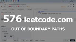 Разбор задачи 576 leetcode.com Out of Boundary Paths. Решение на C++