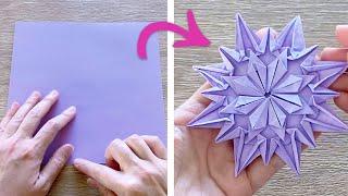 Christmas origami  Origami snowflake made of one sheet of paper and NO cutting ️