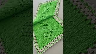 Passadeira Retangular Corações simples  #crochet #marysouzacroche #croche