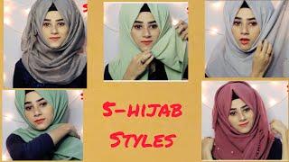 5 Easy hijab styles tutorial -shadeema -dreamgirl using 5 different hijabs️️