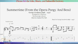 Summertime From the Opera Porgy And Bess Arr for Acoustic Fingerstyle Guitar with TABs