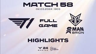 Full Highlights T1 vs BRO  Match 58  LCK Mùa Xuân 2024