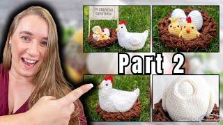 Part 2 of the FREE Crochet 6-in-1 Chicken Laying 2 Eggs with 2 Chicks on a Nest Pattern LIVE CAL