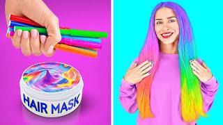 COOL RAINBOW HACKS  Colorful Girly Hacks And DIY Ideas By 123 GO Like