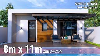 Beautiful Simple House Design with Swimming pool  8m x 11m 2Bedroom