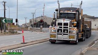 Kenworth T904 road train taking off awesome sound