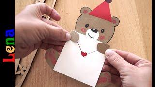 𝗞𝗿𝗲𝗮𝘁𝗶v 𝗺𝗶𝘁 𝗟𝗲𝗻𝗮  Waldtierparty Bären Einladungskarte zum Geburtstag basteln - Bear Invitation card
