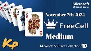 Microsoft Solitaire Collection - Daily Challenge - FreeCell Medium - November 7th 2024 - 2024-11-07