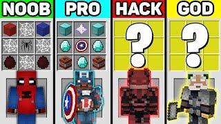 Minecraft SUPERHERO CRAFTING CHALLENGE - NOOB vs PRO vs HACKER vs GOD in Minecraft Animation