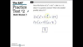 SAT Practice Test #2 Math Module 1 Problem #20