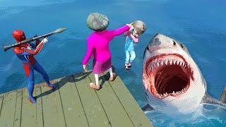 SCARY TEACHER 3D - MissT vs Spiderman  Save Tani From Shark  - GAME ANIMATION