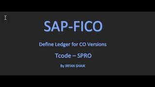 Define Ledger for CO Versions in SAP FICO