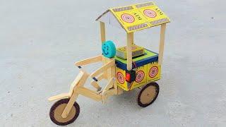 How to Make Ice Cream Cycle Rickshaw cart with Robot  - DIY Matchbox Ice Cream Trolley