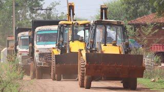 2 JCB 3dx Machine Making Pond with Tata 2518 Ex Truck and Tata Dump Truck