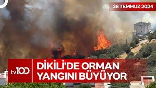 İzmir Dikilide Korkutan Orman Yangını  TV100 Ana Haber