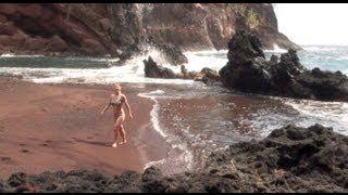 Nudist red sand beach. Kaihalulu Bay Maui Hawaii.