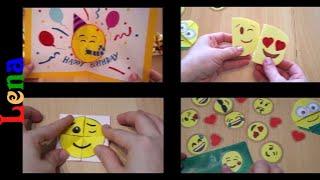 4 Emoji DIY  Emoji Birthday Card Face Changer Sticker Notebook Smiley Geburtstag Geschenk von Lena