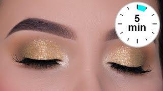 5 MINUTE Golden Glitter Eye Makeup Tutorial  New Years Eve Eye Look