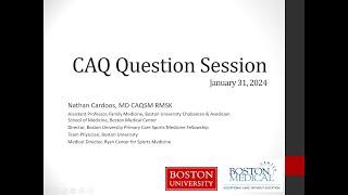 CAQ Question Session with Dr. Nathan Cardoos  National Fellow Online Lecture Series