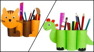 How to make pen stand using toilet paper roll  DIY  Tissue roll pen stand  recycled pencil holder