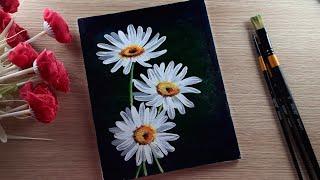 Acrylic Painting On Canvas Very Easy For Bigenners White Daisy Flowers Painting Flowers Painting