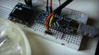 Thermometer on the arduino nano OLED 096 inch 128x64 and temperature sensor DS18B20.