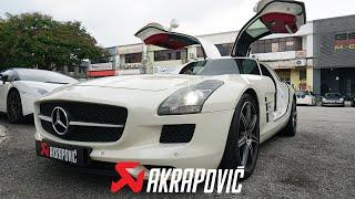 MERCEDES SLS AMG AKRAPOVIC EXHAUST  THE LAST GULL WING V8 AMG