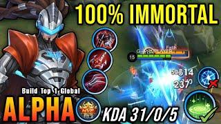 31 Kills Best Alpha One Shot LifeSteal Build 100% IMMORTAL - Build Top 1 Global Alpha  MLBB