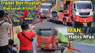 Truck Trailer Menanjak Habis Nafas Di Bukit Kodok.Trailer Bermuatan Raksasah Trailer Man Menanjak..